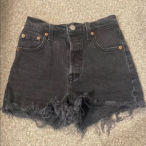 Levi’s Black Denim Frayed Hem Women's Shorts